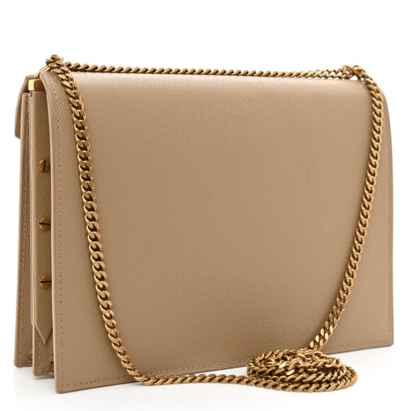 {SAINT LAURENT} Grain De Poudre Monogram Cassandra Clasp Bag - Crossbody - Latte - Picture 2 of 5